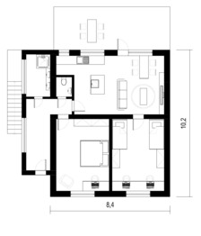 Půdorys 1 Nadpodlaží - Prodej domu 90 m², Hulín