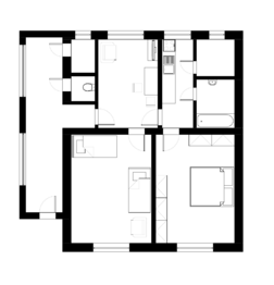 Půdorys stávající stav - Prodej domu 90 m², Hulín