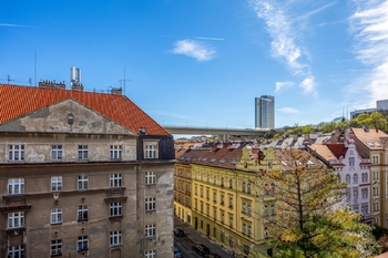 Pohled z oken - Prodej bytu 3+kk v osobním vlastnictví 77 m², Praha 2 - Nusle