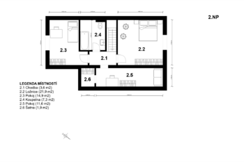 půdorys 2.NP - Prodej domu 123 m², Roztoky