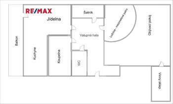 plánek - Pronájem bytu 2+kk v osobním vlastnictví 73 m², Praha 9 - Černý Most
