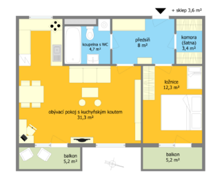 Pronájem bytu 2+kk v osobním vlastnictví 60 m², Brno