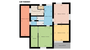 Půdorys druhého nadzemního podlaží - Prodej domu 150 m², Příbram