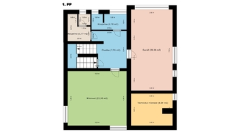 Půdorys sklepních prostor a garáže - Prodej domu 150 m², Příbram