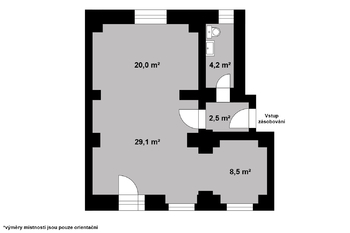 Orientační půdorys - Pronájem obchodních prostor 64 m², Kutná Hora 