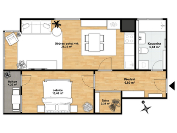 Pronájem bytu 2+kk v osobním vlastnictví 59 m², Praha 5 - Smíchov