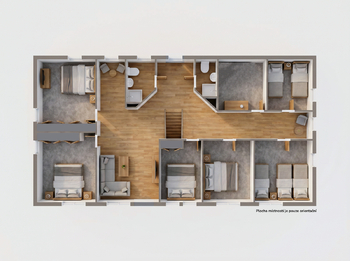 Půdorys horní patro - Prodej domu 368 m², Benešov u Semil