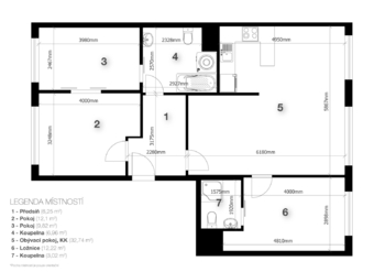 2D půdorys kóty - Prodej bytu 4+kk v osobním vlastnictví 80 m², Praha 4 - Nusle