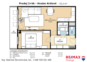 Prodej bytu 2+kk v osobním vlastnictví 55 m², Hradec Králové