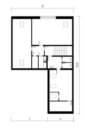 Půdorys: stávající stav 2 NP - Prodej obchodních prostor 318 m², Břeclav