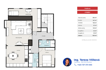 Půdorys 2. NP (podkroví) domu - Prodej domu 240 m², Bezděz