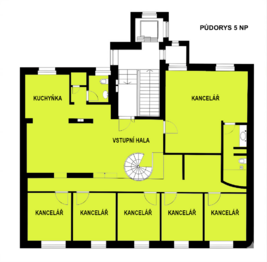 půdorys 5NP - Prodej nájemního domu 214 m², Praha 5 - Smíchov