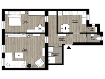 Pronájem bytu 2+1 v osobním vlastnictví 82 m², Plzeň
