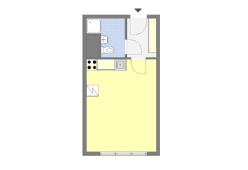 Orientační půdorys bytu - Pronájem bytu 1+kk v osobním vlastnictví 26 m², Praha 8 - Kobylisy