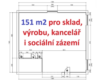 rozložení prostoru ... - Pronájem výrobních prostor 151 m², Havlíčkův Brod