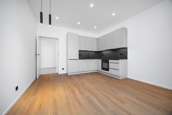 Obývací pokoj s kuchyní - Pronájem bytu 2+kk v osobním vlastnictví 46 m², Praha 4 - Nusle