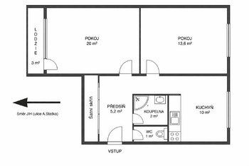 Prodej bytu 2+1 v osobním vlastnictví 52 m², Praha 4 - Krč