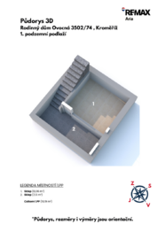 Půdorys 3D 1.PP - Prodej domu 242 m², Kroměříž