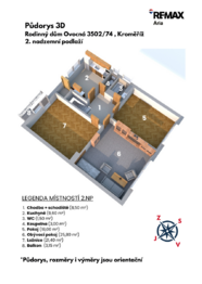 Půdorys 3D 2.NP - Prodej domu 200 m², Kroměříž