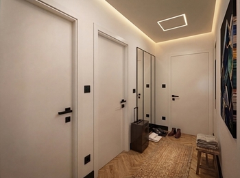 chodba - VIZUALIZACE budoucího možného stavu - Prodej bytu 2+kk v osobním vlastnictví 46 m², Praha 8 - Karlín