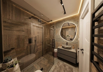 koupelna -  VIZUALIZACE budoucího možného stavu - Prodej bytu 2+kk v osobním vlastnictví 46 m², Praha 8 - Karlín