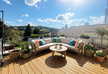 K příjemným bonusům patří i slunná terasa s výhledem do okolí - Prodej domu 120 m², Kladno