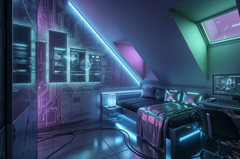 ložnice 3 - VIZUALIZACE budoucího možného stavu - Prodej bytu 4+kk v osobním vlastnictví 86 m², Praha 8 - Karlín