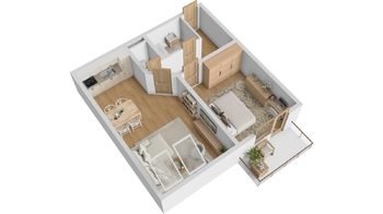 Půdorys - Prodej bytu 2+kk v osobním vlastnictví 51 m², Hradec Králové