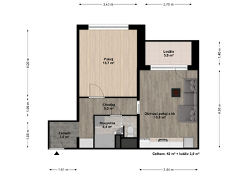 Pronájem bytu 2+kk v osobním vlastnictví 46 m², Tábor