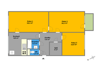 Prodej bytu 3+1 v osobním vlastnictví 74 m², Brno