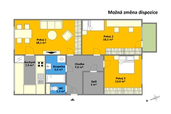Prodej bytu 3+1 v osobním vlastnictví 74 m², Brno