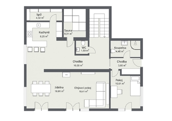 půdorys 1.NP - Prodej domu 220 m², Hrusice