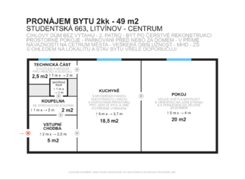 Pronájem bytu 2+kk v osobním vlastnictví 49 m², Litvínov