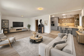 vizualizace - obývací pokoj - Prodej domu 190 m², Všestary