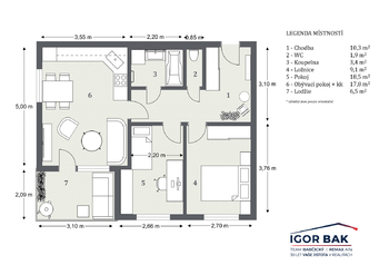 Prodej bytu 3+kk v osobním vlastnictví 55 m², Klecany