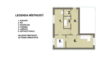 půdorys - Prodej bytu 2+1 v družstevním vlastnictví 52 m², Semily