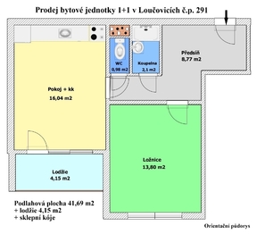 Prodej bytu 1+1 v osobním vlastnictví 42 m², Loučovice