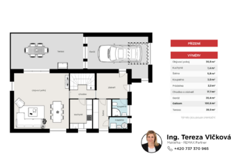 půdorys přízemí - Prodej domu 200 m², Milešov