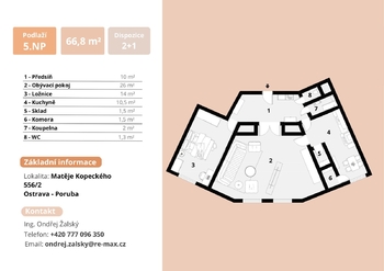 Prodej bytu 2+1 v družstevním vlastnictví 69 m², Ostrava