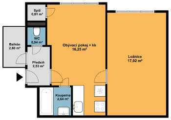 Prodej bytu 2+kk v osobním vlastnictví 41 m², Praha 8 - Libeň