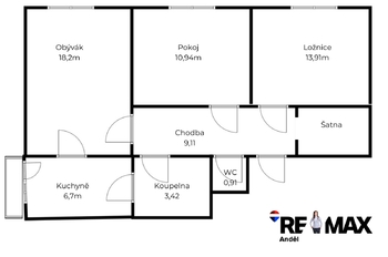 Prodej bytu 3+1 v osobním vlastnictví 66 m², Brno