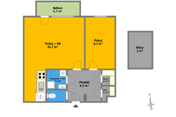 Pronájem bytu 2+kk v osobním vlastnictví 44 m², Brno