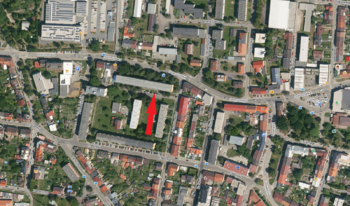 letecká mapa - Pronájem bytu 1+kk v osobním vlastnictví 21 m², České Budějovice