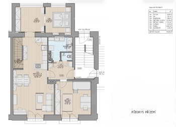pudorys prizemi - Prodej bytu 6 a více v osobním vlastnictví 133 m², Praha 4 - Braník