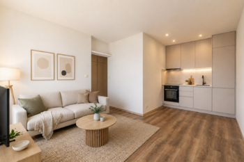 vizualizace - takto by mohl obývák vypadat po rekonstrukci - Prodej bytu 1+kk v osobním vlastnictví 35 m², Kladno