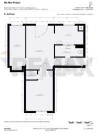 půdorys bytu - Pronájem bytu 3+kk v osobním vlastnictví 60 m², Turnov