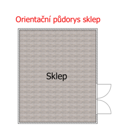 Orientační půdorys sklepa - technické místnostii. - Prodej chaty / chalupy 54 m², Samopše