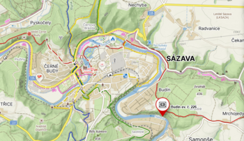 Poloha chaty u města  Sázava. - Prodej chaty / chalupy 54 m², Samopše