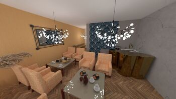 Vizualizace konceptu kavárny - Pronájem obchodních prostor, Praha 3 - Vinohrady