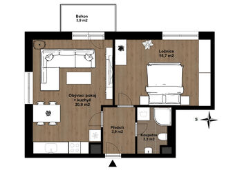 Pronájem bytu 2+kk v osobním vlastnictví 47 m², Plzeň